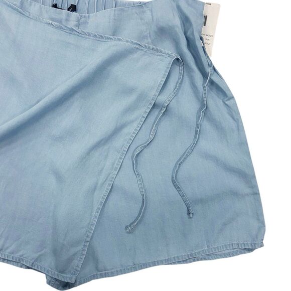 Zac & Rachel Light Blue Denim Skort Elastic Waistband & Tie Women’s XL Preppy - Picture 7 of 11